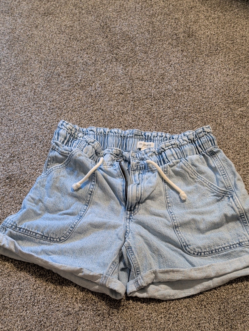 Light Wash Denim Drawstring Shorts